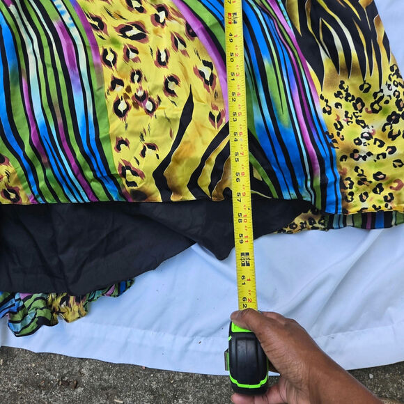 Cache Vtg 90s Y2K Fairy Silk Seqins Evening Gown 8 Multicolor Print Maxi Dress - Picture 12 of 12